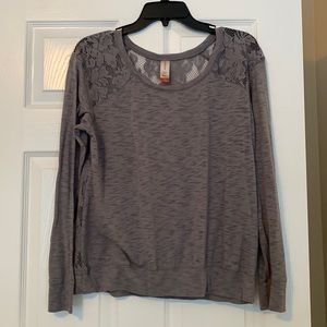 Juniors Grey long sleeve shirt with lace back